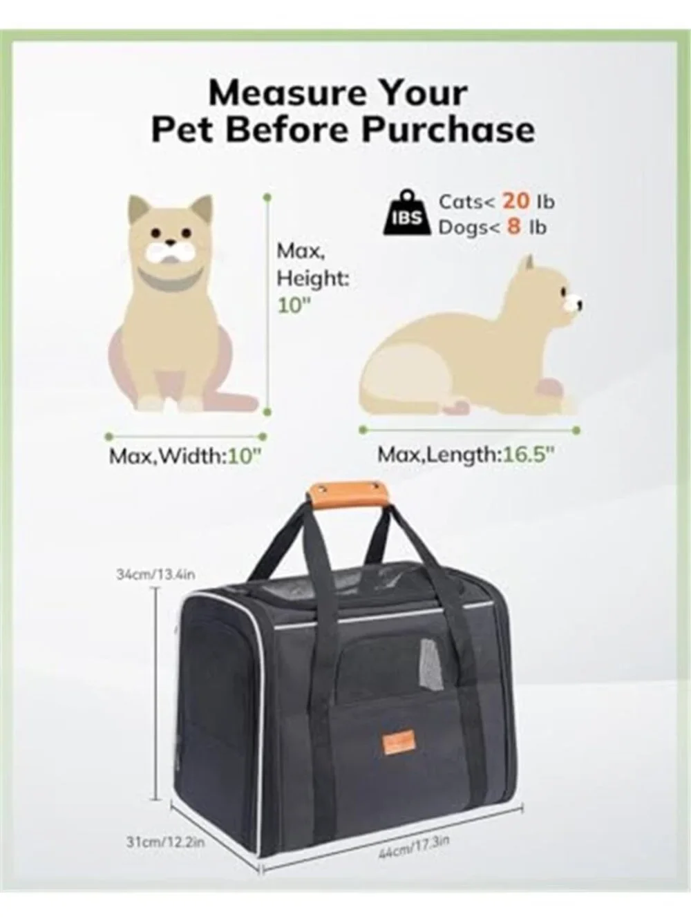 Cat Carrier - Cat Carrier Soft for Medium or Large Cats up to 20lbs,